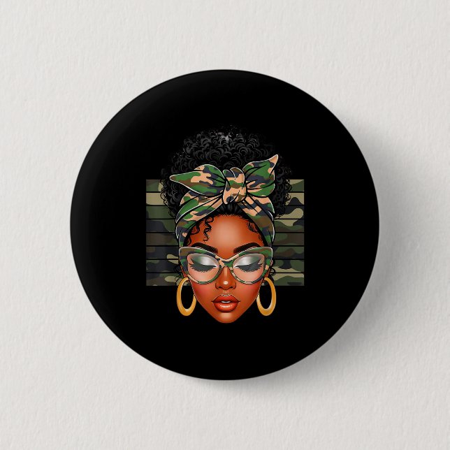 Afro Black Women African American Black History Mo Button (Front)