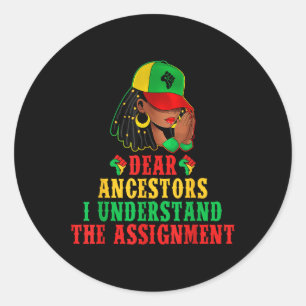 Afro Black Women Melanin Queen Juneteenth Dear Anc Classic Round Sticker