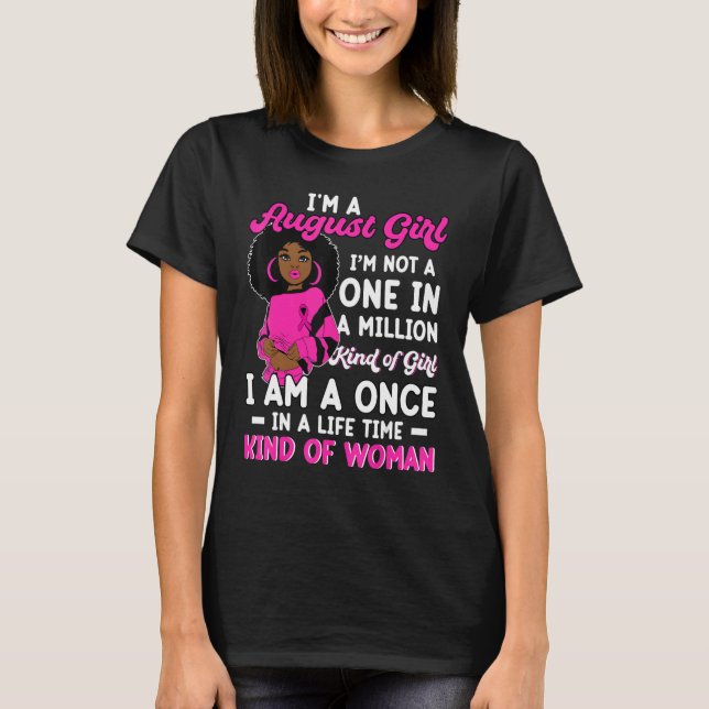 Afro Black Women Queen Leo Virgo Birthday I'm A Au T-Shirt (Front)