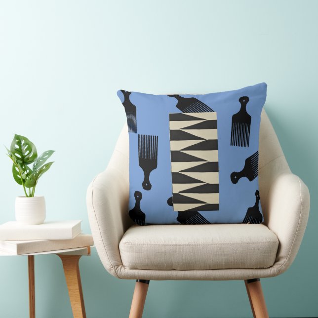 Afro Blowout Kit Throw Pillow (Chair)