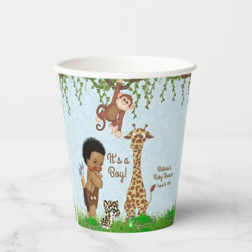 Afro Boy Safari Baby Shower Paper Cups