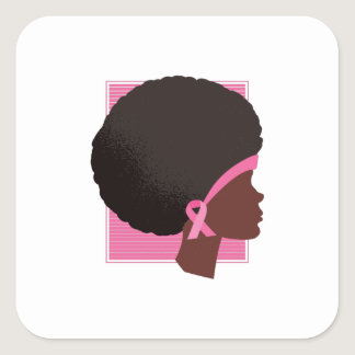 Afro Breast Cancer Awareness Square Sticker