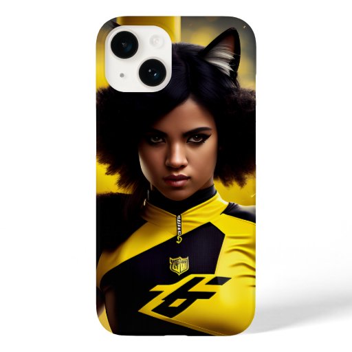 Afro catgirl with an intense stare Case-Mate iPhone 14 case