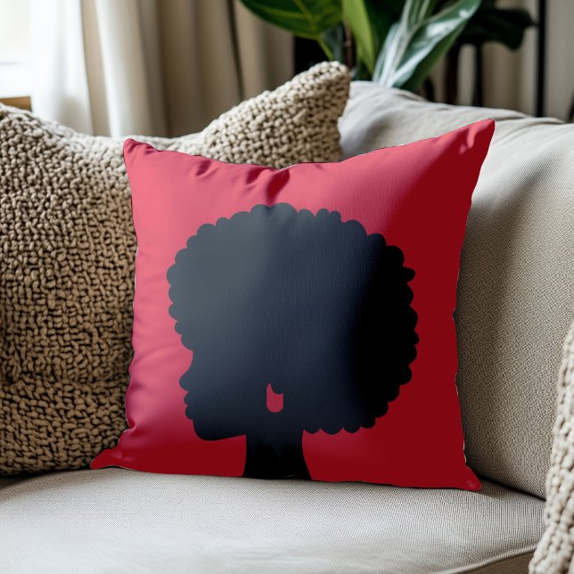 Afro-Centric Red Throw Pillow (Creator Uploaded)