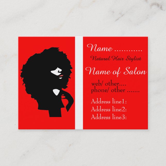 Afro chic natural hair illustration business card (Front)