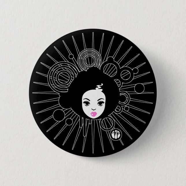 Afro Chick Pinback Button (Front)