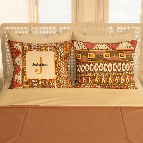 Afro Colorful African Tribal Aztec Monogram Pillow Case