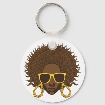 Afro Cool Keychain by brev87 at Zazzle