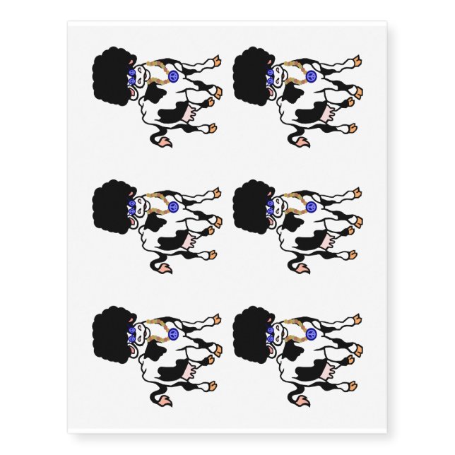Afro Cow Temporary Tattoos (Front)