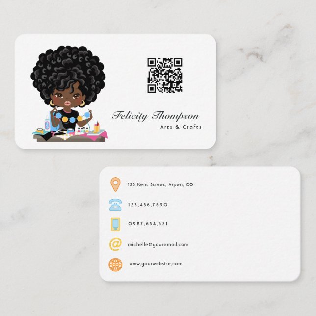 Afro Crafter QR Code Business Card (Front/Back)