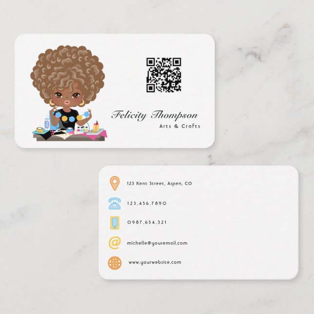 Afro Crafter QR Code Business Card (Front/Back)