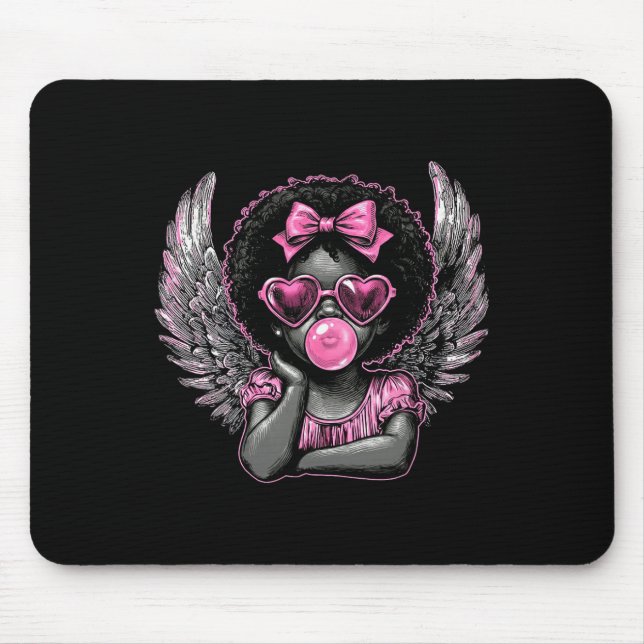 Afro Cupid With Sungles Blowing Bubble Gum Valenti Mouse Pad (Front)
