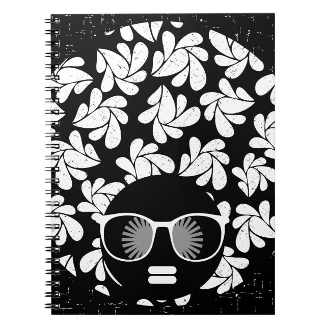 Afro Diva Black & White Notebook (Front)