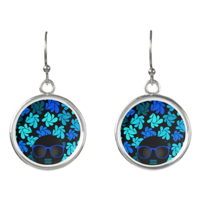 Afro Diva Blue  Earrings (Front)