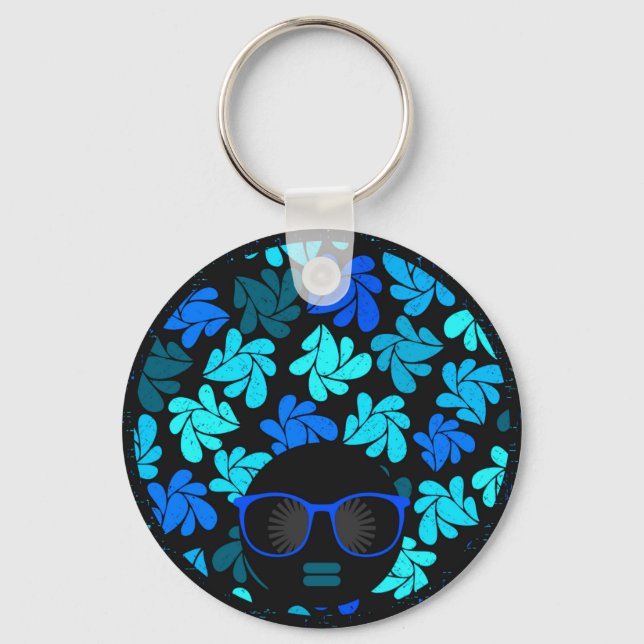 Afro Diva Blue  Keychain (Front)