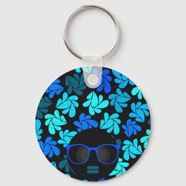 Afro Diva Blue  Keychain (Front)