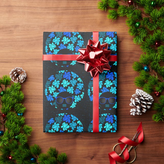 Afro Diva Blue  Wrapping Paper (Holiday Gift)