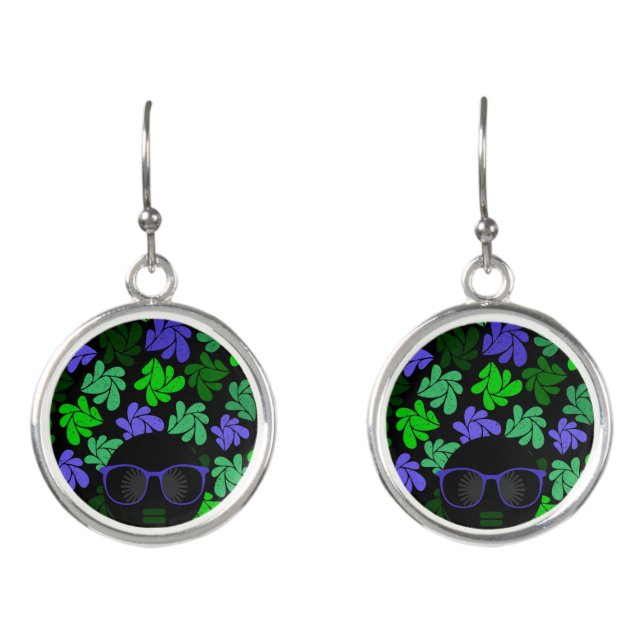 Afro Diva Green & Blue Earrings (Front)
