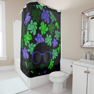 Afro Diva Green & Blue Shower Curtain