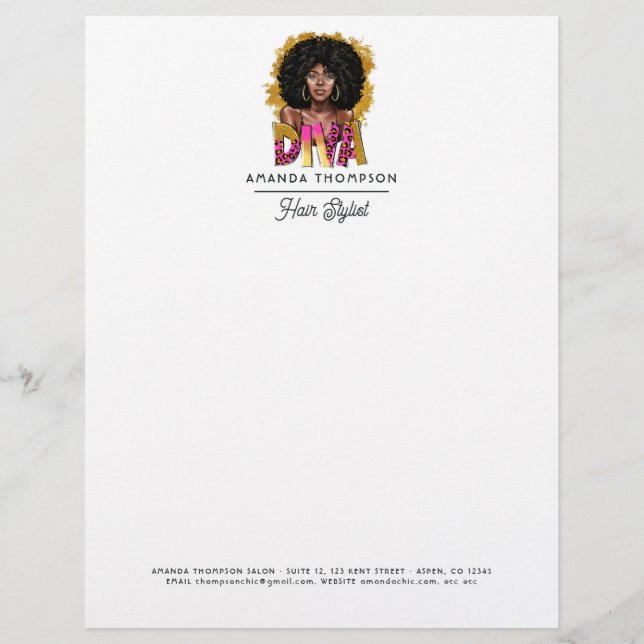 Afro Diva Hair Salon Letterhead (Front)