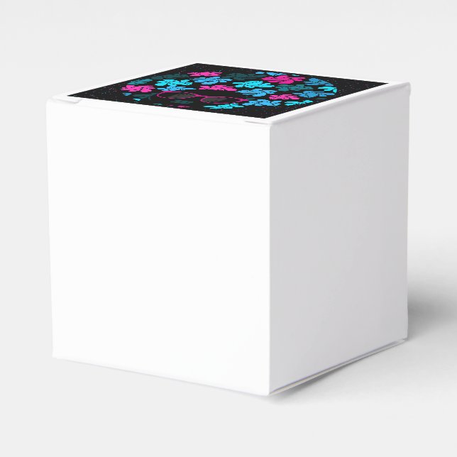 Afro Diva Turquoise & Hot Pink Favor Boxes (Front Side)