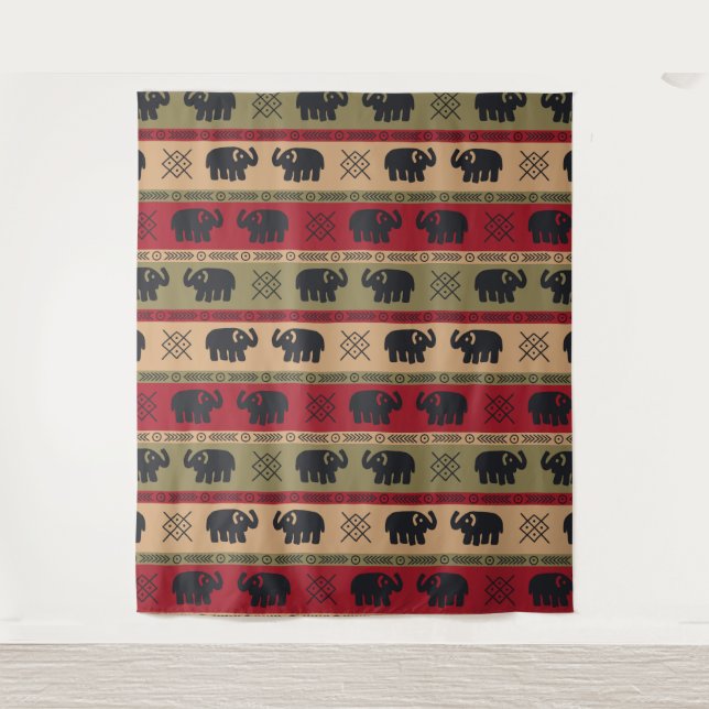 Afro Elephants Tapestry (Front)