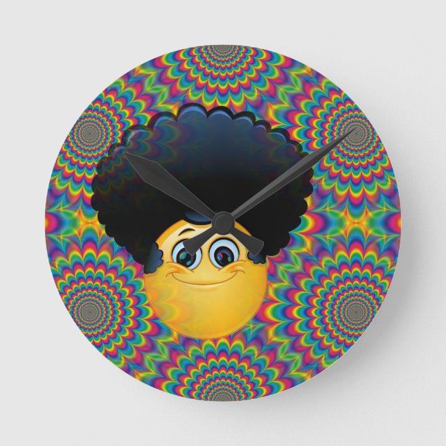 afro emojis round clock (Front)