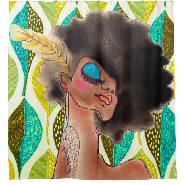 Afro Fairy Shower Curtains (Front)