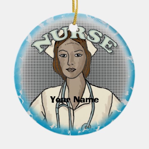 Afro Female Nurse custom name ornament