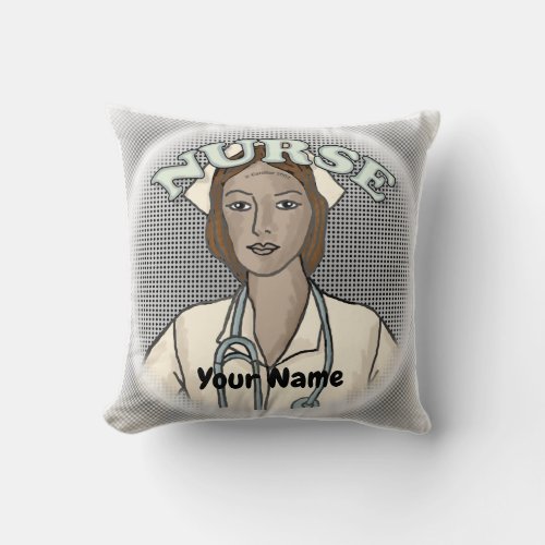 Afro Female Nurse  Throw Pillow