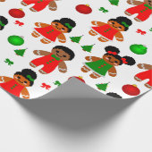 Afro Gingerbread Kids Christmas Cookie Wrapping Paper (Corner)