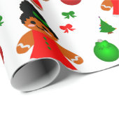 Afro Gingerbread Kids Christmas Cookie Wrapping Paper (Roll Corner)
