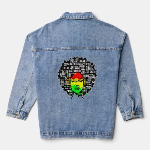 Afro Girl African Quote Graphic  Black History Mon Denim Jacket