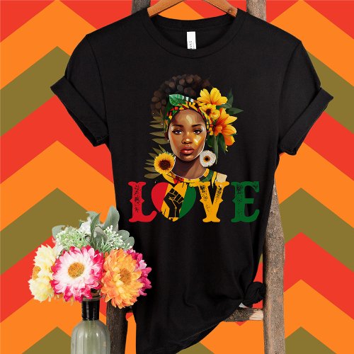 Afro Girl Flowers Black History Love_Black History T_Shirt
