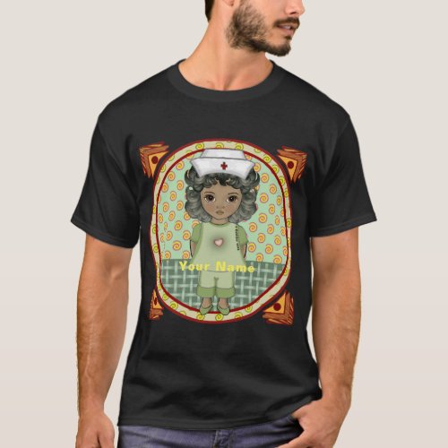 Afro Girl Nurse custom name t_shirt