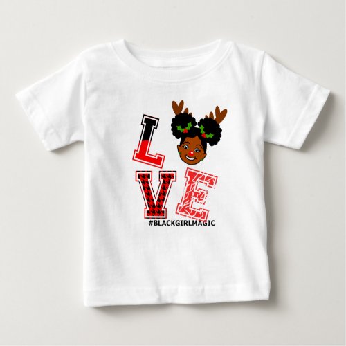 Afro Girl Toddler Christmas Afro Puffs Baby T_Shirt