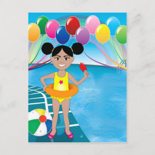 Afro Girl with Popsicle Postcard