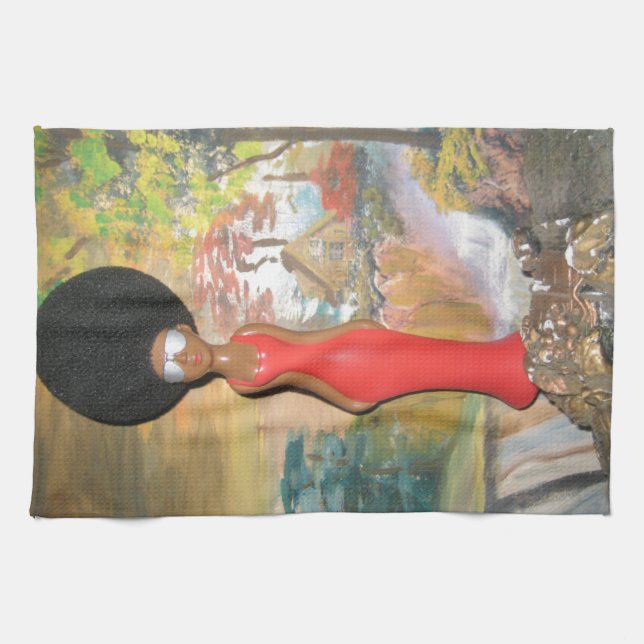Afro Glam: A Timeless Beauty Kitchen Towel (Horizontal)