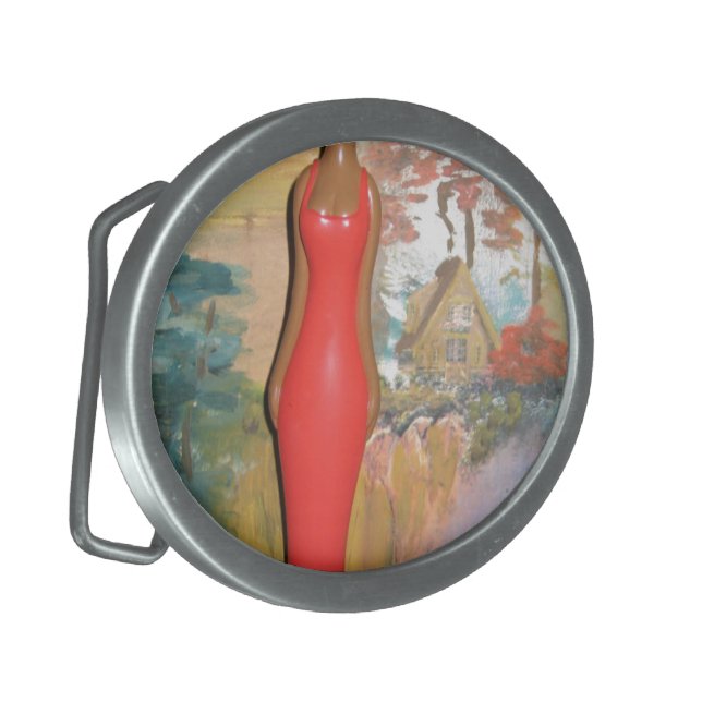 Afro Glam: A Timeless Beauty Oval Belt Buckle (Front Left)