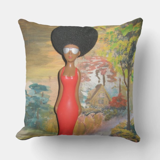Afro Glam: A Timeless Beauty Throw Pillow (Front)