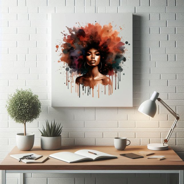 Afro Goddess Portrait Faux Canvas Print (Creator Uploaded)