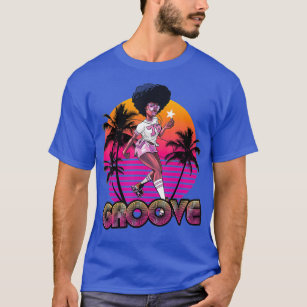 Afro Groove Roller Skate Retro 80s 70s Disco T-Shirt