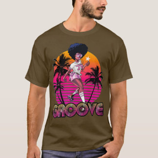 Afro Groove Roller Skate Retro 80s 70s Disco T-Shirt