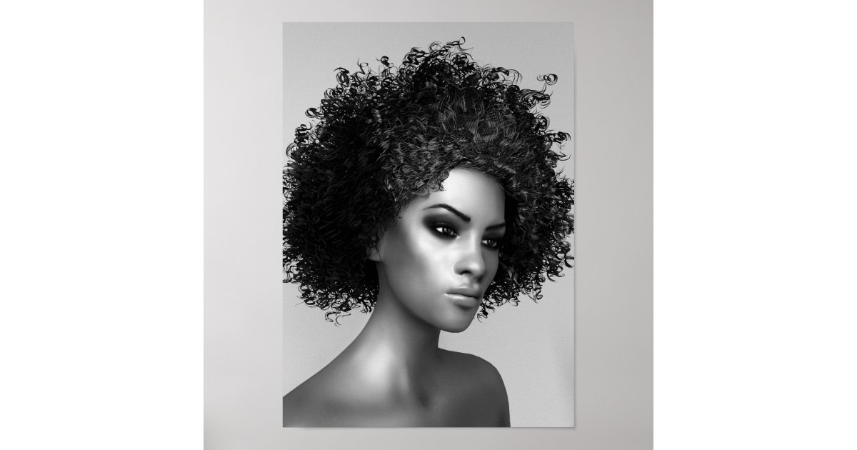 Afro Hair 3D Render Poster | Zazzle