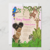 Afro Hair Baby Girl Safari Baby Shower Invitation (Front)