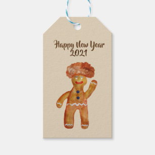 Afro Hair Gingerbread Man Custom Gift Tag