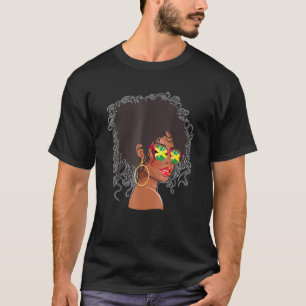 Afro Hair Jamaica Women Black Melanin Jamaican Fl T-Shirt