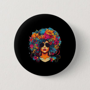Afro Hair Natural Black History Pride Black Melani Button