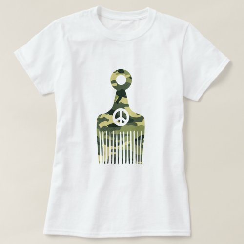 Afro Hair Peace Camo T_Shirt