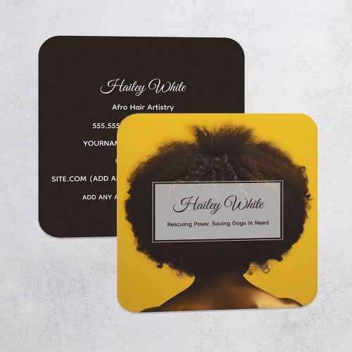 Afro Hair Square Business Card